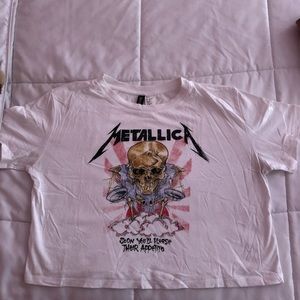 H&M Metallica Crop Tee